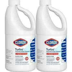 Clorox Pro Turbo Disinfectant Cleaner for Sprayer Devices - Bleach-Free, Kills Cold & Flu Viruses, 64 Fl. Oz. (Pack of 2) - 60090 - Hand