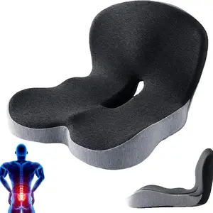 Ergonomic Memory Foam Padded Seat Cushion, L-Shape Design, Breathable Anti-Slip, Supportive, Tailbone, Pressure Relief, Hip, Ideal for Office Chair, Car, Wheelchair, Relieves Sitting Discomfort