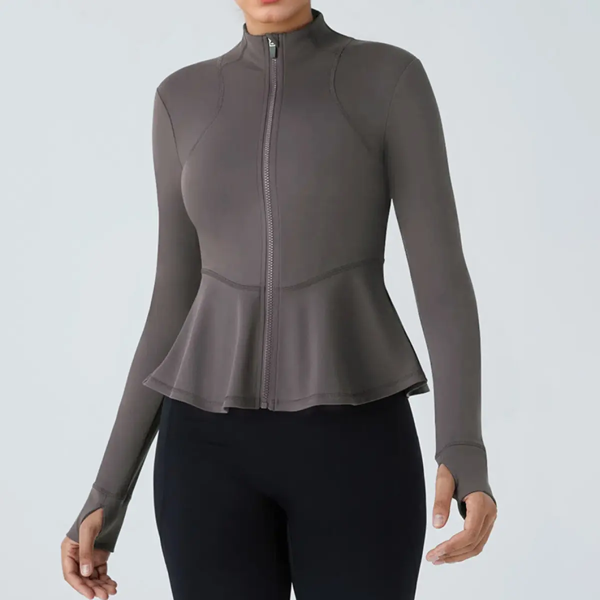 Women’s Zippered Sports Outerwear - Mock Neck Long Sleeve Lightweight Quick Dry Breathable Stretch Zip-Up Female Active Jacket, Cold Wash Normal Type for Gym, Running