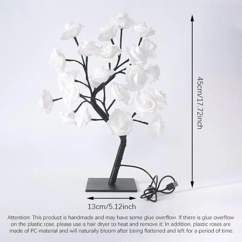 Rose Tree Night Light - USB Powered Desk Lamp for Bedroom/Home, Super Warm Light, Festival Decor & Valentine's Day Gift