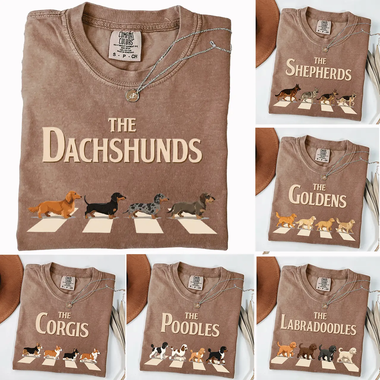 Custom Vintage Dog Shirt, 50+ Breeds Dog Walking Tee, Corgi German Shepherd Dachshund Golden Retriever Labradoodle Poodle Gift Shirt