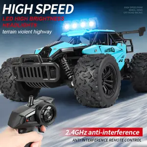 2.4GHz high-speed all-terrain remote control car, 1:16 scale alloy off-road vehicle toy | with LED lights, safety design | cool and exciting boys toy racing car - suitable as a holiday gift for boys