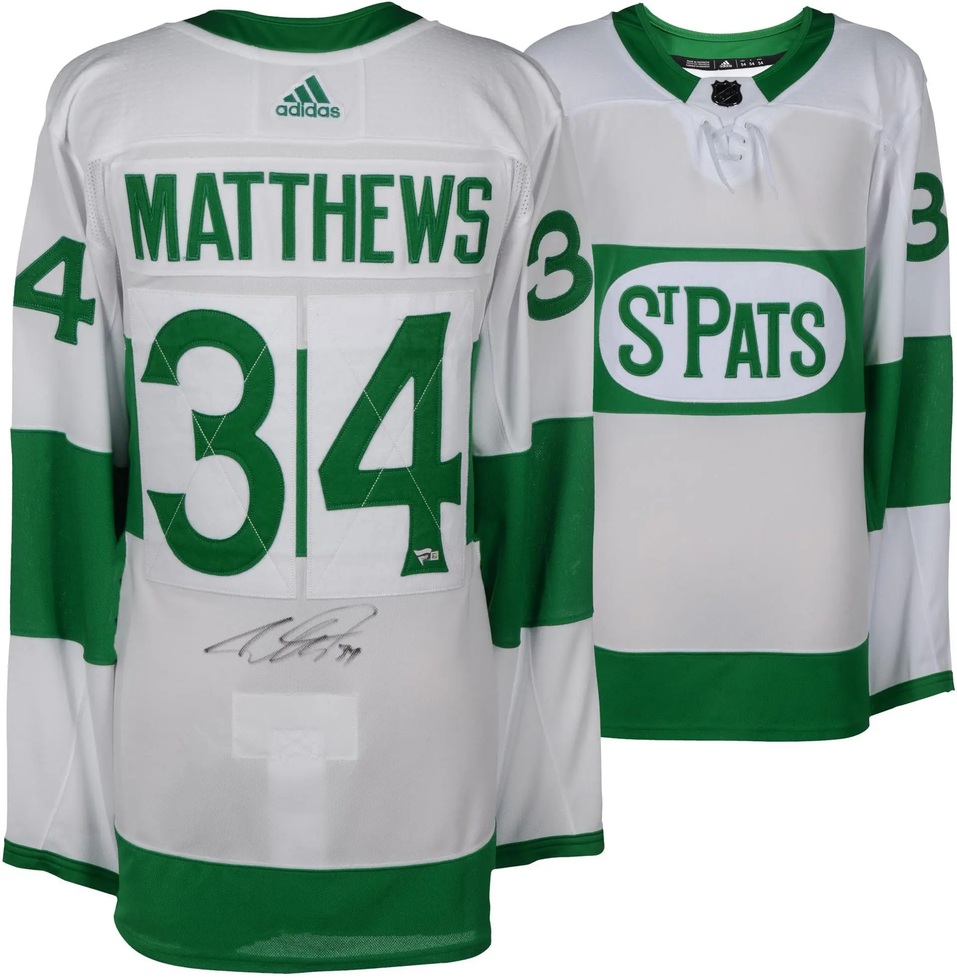 Auston Matthews Toronto Maple Leafs Autographed Green Toronto St. Pats Adidas Authentic Jersey - Fanatics Authentic Certified