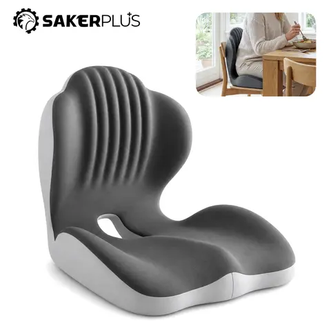 SakerPlus Ergonomic Memory Foam Seat Cushion with Lumbar Support, Back Pain Relief for Long-Sitting Users, Office Chair-Car Seat-Stool Furniture Accessory Thoughtful Gift for Parents