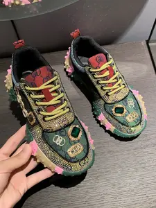 Women's Thick Sole Height Increasing Dad Shoes, Handmade Embellished Fashion Luxury Casual Women's Shoes, Unique Design Comfortable Sneakers