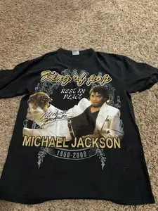 Vintage Phat Dog Michael Jackson King of Pop Black T-Shirt 1958-2009 Size L