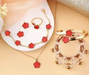 Elegant 5-Piece Flower Jewelry Set for Women – Necklace, Ring, Earrings & Bracelets