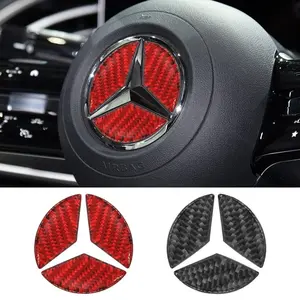 1pc 4.9cm Carbon fiber 3D Car Steering Wheel Center Emblem Sticker For Mercedes Benz AMG A/B/C/E/S Class W204 W205 W203 W206 W211 W212 W213 W201 W210 W220 W221 W222 W223 W251 GLC GLK CLA Interior Decoration Accrssorie