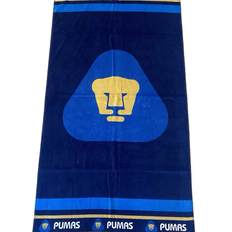 Pumas Defender Beach Towel 30x60 - Navy Blue with Gold Trim and Logo - Perfect for Beach Use