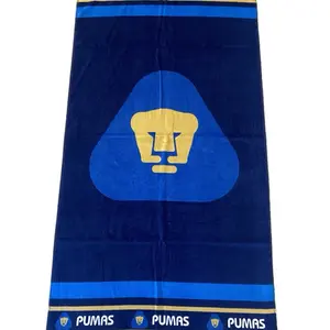 Pumas Defender Beach Towel 30x60 - Navy Blue with Gold Trim and Logo - Perfect for Beach Use