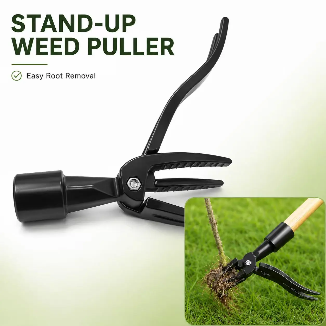 Aluminum Alloy Stand-Up Weed Puller Head - Manual Claw & Ft Lever Tool for Deep Root Removal, Ergonomic Design Simplifies Weeding, Versatile Use Garden Attachment for Flower Beds, Lawns, Weeder Tool, Root Remover Tool