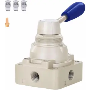 Hand Lever Valve AirTAC 4HV230-08 1/4" PT 4/3 Way Pneumatic Air 3 Position 4 Way Rotary Manual Control Direct Acting Type 0-145 PSI
