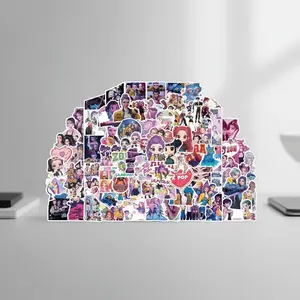 56 Pcs Kpop Demon Hunters Graffiti Stickers, DIY Phone Case Skateboard Luggage Decals, Trendy Anime Character Designs, Cellphone Cover Accessories