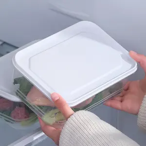 3 Pcs Food Grade Airtight Storage Jars, Thick Square Clear Plastic Grain Containers, 1200ml Microwave Safe Food Fresh Keeping Boxes, Fridge Storage Organizers for Grains, Snacks, Fruits, Vegetables and Frozen Meat