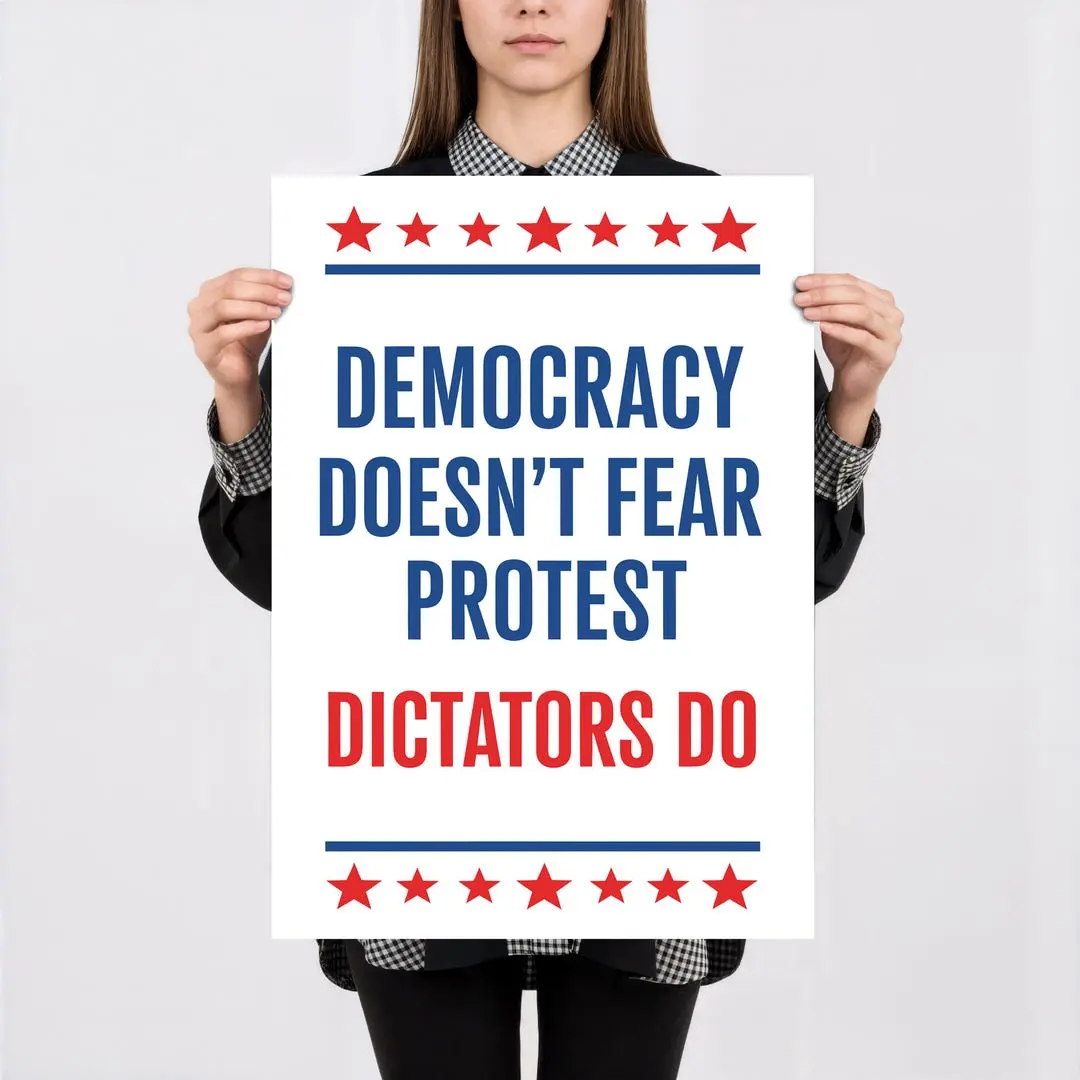No Kings Rally Day Protests Sign, Protect Democracy Protest Poster, Anti-Trump, Political Activist Poster, Rally Sign, Resist Fascism Poster