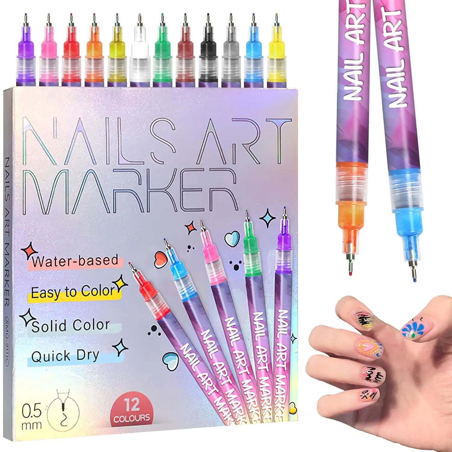Nail Art Pens Set, 3D Nail Polish Markers for Gel Nails Graffiti Dotting Pen Acrylic Paint Pens, Drawing Painting Liner Pen for DIY Nails, Art Design Doodle Manicure Tools,Gift for Mother