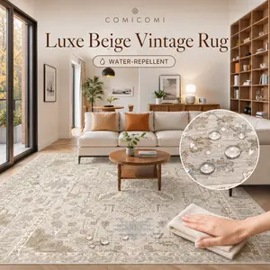 ComiComi Luxury  Print Rugs  Rug Decor for Living Rooms/ Bedroom , Various Sizes,Stain Resistant Neutral Washable Rugs for Dining Rooms, Floral  Non-Slip    Soft Velvet  Thin Large Size  Rugs(Beige) boho runner Boho Printed Rug gold low pile vevor