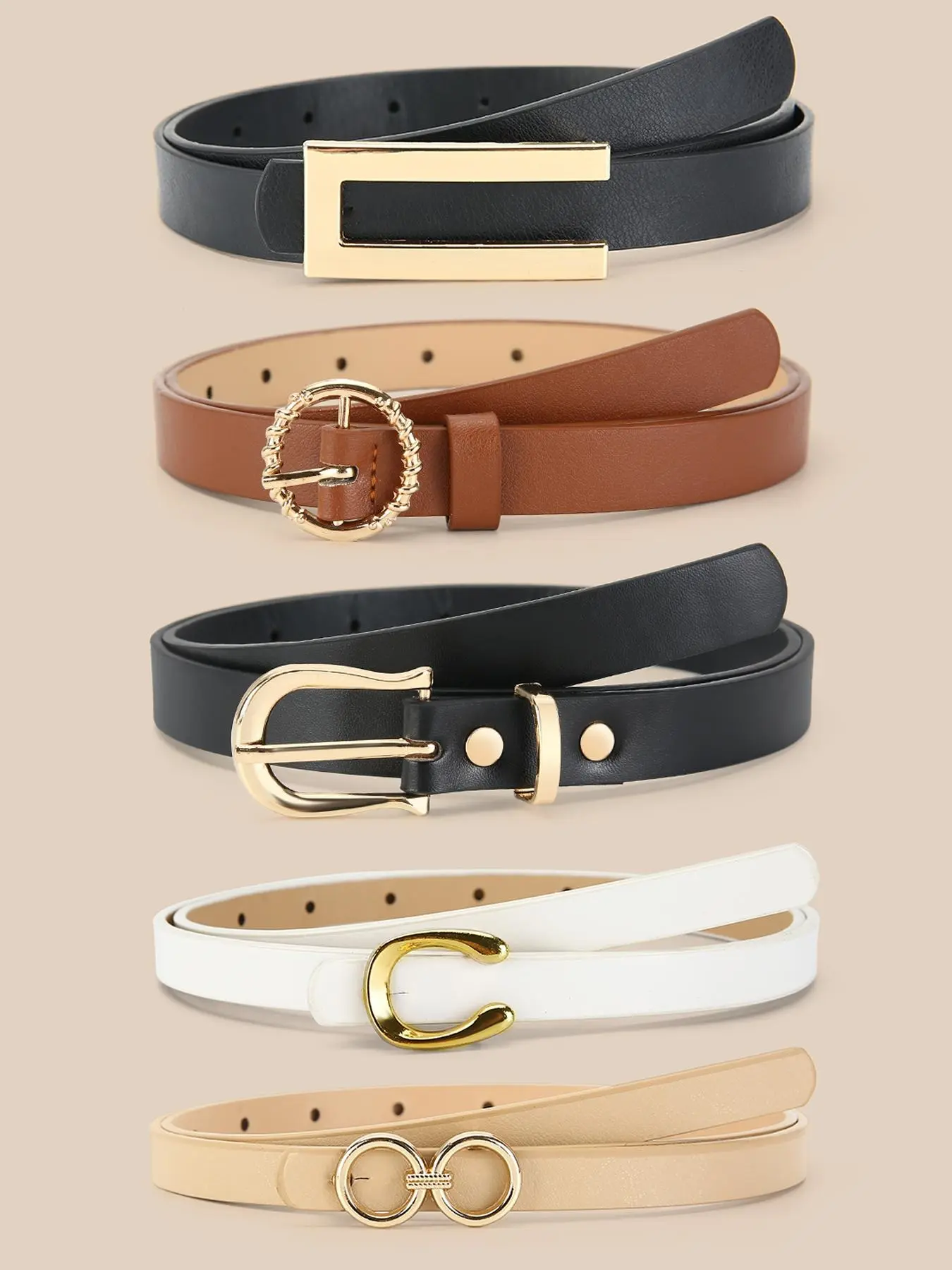 Women's Fashionable Solid Color PU Leather Belt, Casual Style Belts, Casual Waistband for Jeans, Fashion Design Belt for Party, Daily Clothing Decor, Trendy All-match & Exquisite Belt for Gift