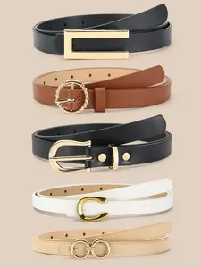 Women's Fashionable Solid Color PU Leather Belt, Casual Waistband for Jeans, Fashion Design Belt for Party, Daily Clothing Decor, Trendy All-match & Exquisite Belt for Gift