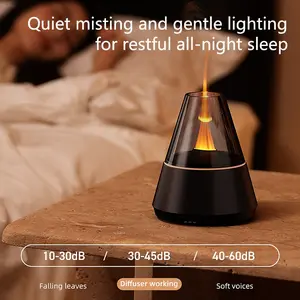 1pc 120ml 7 Colors Lighting Candlelight Flame Ultrasonic Aroma Diffuser with Natural Aromatherapy, Timer Function, USB Powered, Timer Function, Portable Desktop Essential Oil Diffuser & Humidifier, Bedroom Living Room Decor