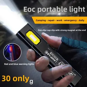 Portable Magnetic Flashlight, USB Rechargeable, 4 Modes, Edc Bright Light, Strong Magnet, Ideal for Car Repair, Camping, Tent Use