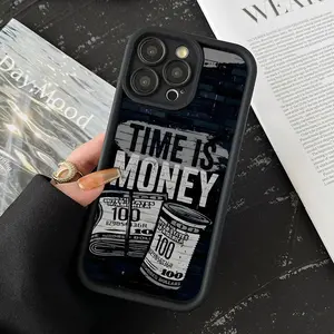 Time Is Money Pattern Phone Case,TPU Soft Silicone,Fully Protected and Shockpoof For iPhone16 15 15Pro Max 14 14Pro 13 12 11 X 16promax Durable Black