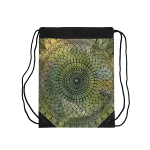Boho Earth Tones Mandala Drawstring Bag - Stylish and Practical Carryall with Unique Hand-Drawn Design