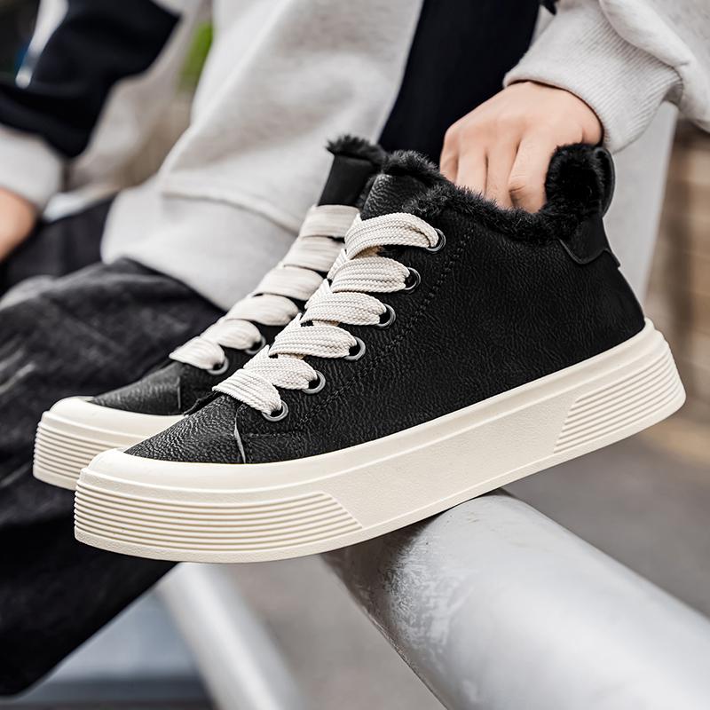 Winter Men's Snow Boots Thick Soled Height Increasing Casual Shoes with Plush Warm Cotton Loafers for Comfort Footwear Boy Closed Tactical Bota Fashion Bathroom Bathroom Makapal Bota Fashion