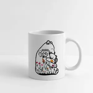 Mama Bear Mug - Mama Bear Hugging Baby Bear Coffee Mug, Floral Mama Bear Gift for Mom Lý do là tên tối ưu nhất: