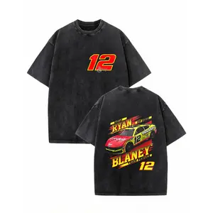 100% cotton NASCAR Cup Casual Style Men's T-Shirt Ryan Blaney Racing Car Number 12 Design Summer Wear Gift For Racing Fans