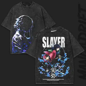 Giyuu Tomioka x Demon Slayer Heavy Cotton Tee with Water Breathing Pose | Otaku Streetwear Must-Have