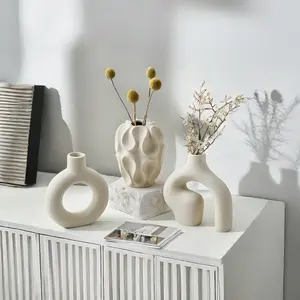 3pc Ceramic Surprise Wind Art Abstract Vase, Perfect for Reception & Porch Decor, Enhance Your Living Room & Desk with Elegant Beauty, Table Decor