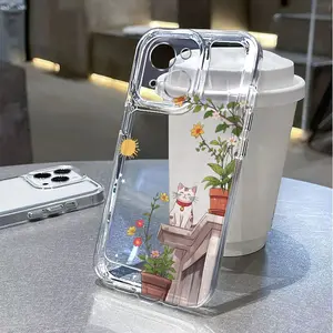 A whimsical cat pattern on a floral background, this anti-drop and anti-slip TPU full-coverage phone case protects the camera lens and is suitable for iPhone 17, 16, 15, 14, 13, 12, 11, XS, X, and other series models. It makes a great gift for friends