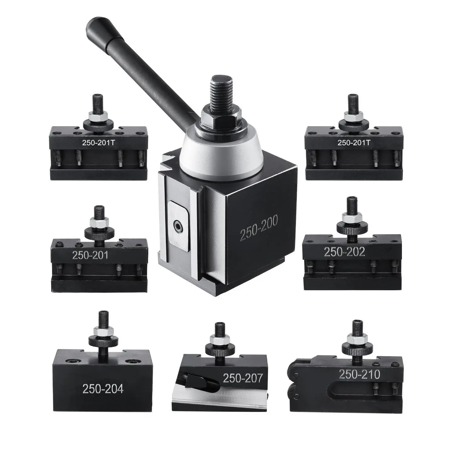 【FathersDayGift】VEVOR Quick Change Tool Post Set, 8 Pcs, Includes Lathe Tool Holders, Piston Type Tool Post with Turning Tool Holder Accessories, for Mini Lathe & Metal Lathe 10"-15" Swing, Durable Steel MaterialSummervibes