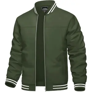 Men's Lightweight Jacket Casual Spring Fall Windbreaker Bomber Zip Up Coat With Pocket