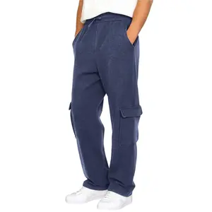 Men Loose Drawstring Uncuffed Sweatpants Lightweight Fleece Lined Baggy Trousers with Pockets