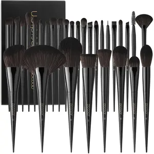 Docolor Makeup Brushes Set Professional 30Pcs Obsidian Makeup Brushes Premium Synthetic Powder Kabuki Foundation Contour Blush Concealer Eye Shadow Blending Eyeliner Crease Eyebrow Make up Brush Kit docolor