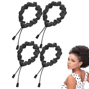 High Elastics Silk Hair Ties Press Curly Scrunchies Hair Styling 2 PCS Loc Headband Puff Cuff Ponytail Holder Adjustable Dreadlock Bands Stretching Tie Thick Stretchers Head Bun