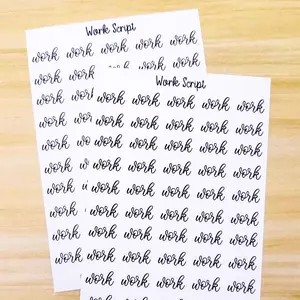 Work Script Planner Sticker Sheet 50 Stickers Bujo Calligraphy
