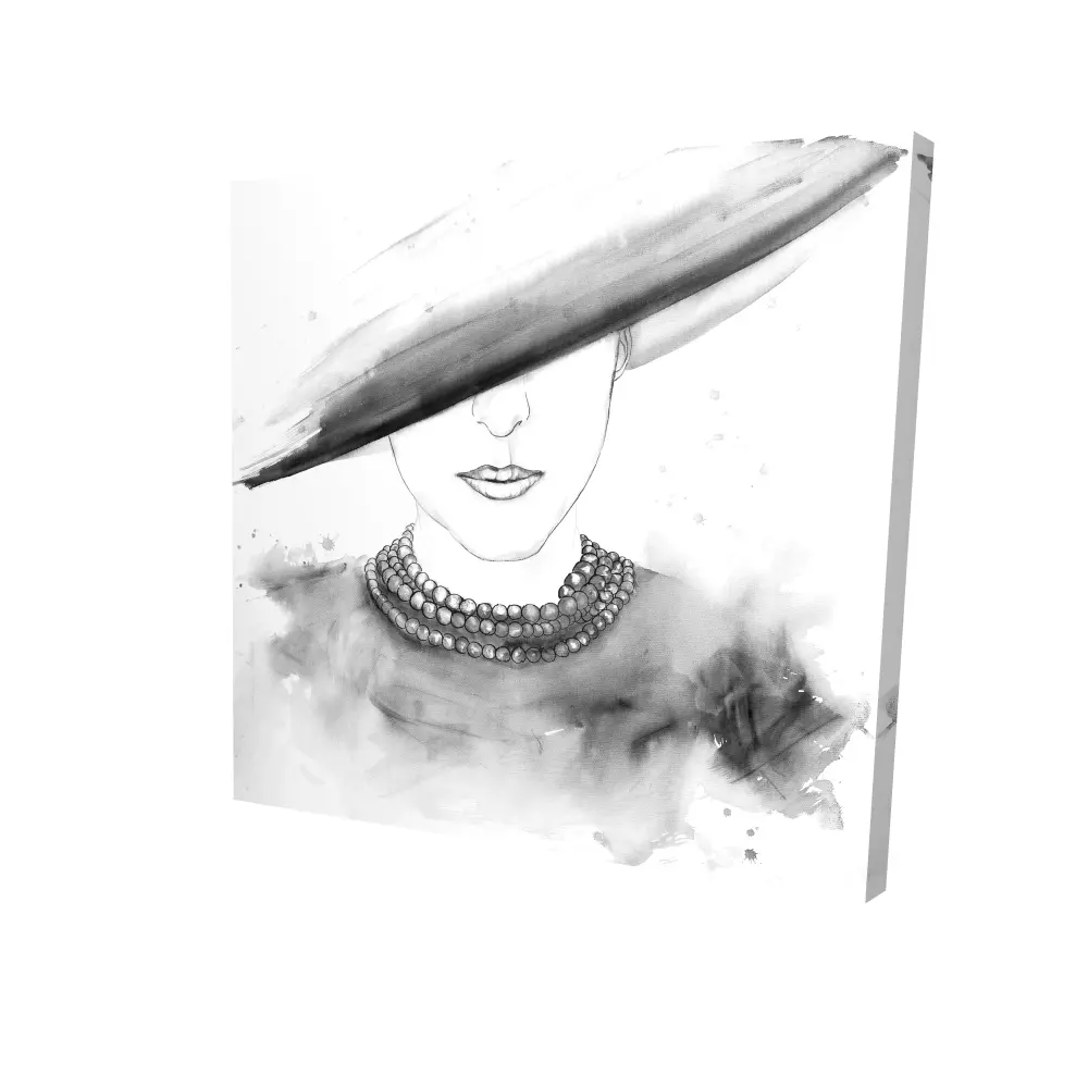 Begin Home Decor 2080-2424-FI69 24 x 24 in. Mysterious Lady with Hat Canvas - Elegant Bedroom Wall Art
