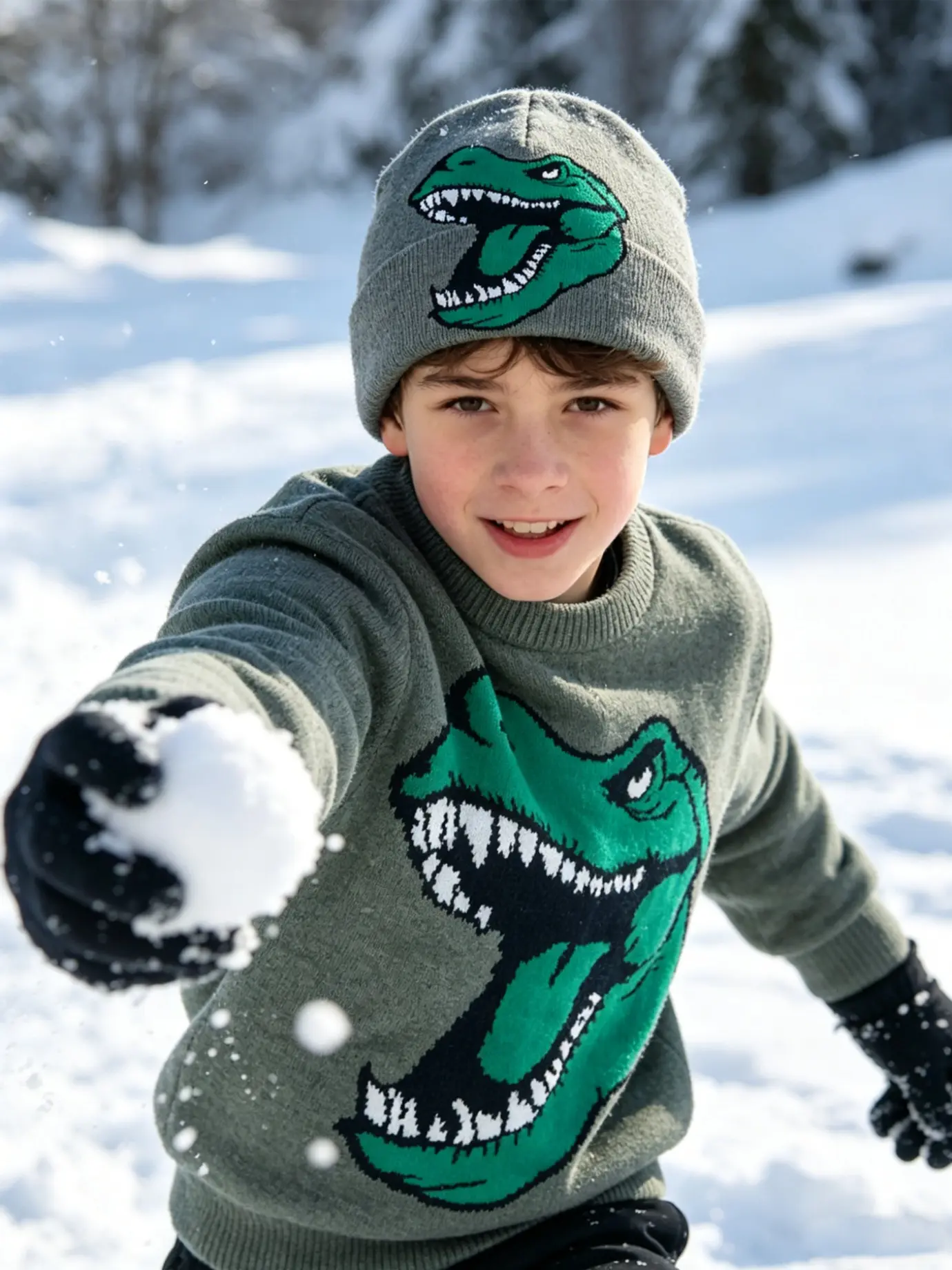 American Vintage Dinosaur Jacquard Knit Cold Hat, Military, Unique Street Style, Fall Winter Warm Versatile Beanie