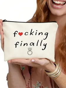 Funny Engagement Gift for Her, Bride, Bride to Be, Newly Engaged, Bridal Shower Gifts for Her, Makeup Bag, Makeup Organizer Pouch, Handheld Cosmetic Pouch, Cosmetic Travel Accessories Bag Toiletry Case Gifts for Women, Bachelorette Party Gifts