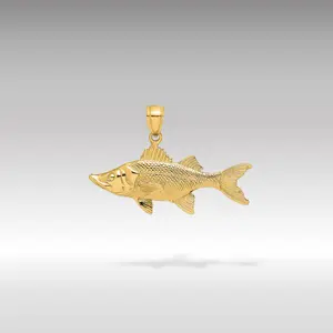 14K Gold 3D Tarpon Fish Pendant