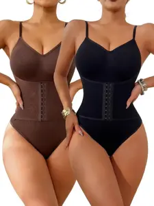 Women's Double-Breasted High Waist Shaping Bodysuit, Thong Design for Tummy Control, Essentials Shapewear for All Seasons, Ladies Shapewear