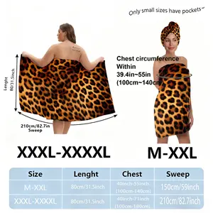 Plus size leopard print bathrobe set (M-XXXXL), suitable for women, as well as for use after showering, spas, and swimming pools. A must-have Essential for home and travel.