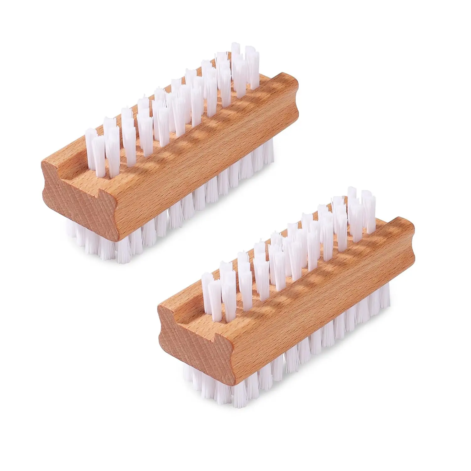 2-Pack Dual-Sided Nail Scrubber with Beechwood Grip, Heavy-Duty Hand Cleanser with Stiff Bristles for Deep Cleaning, Beauty Products for Gardening & DIY Projects, Brush, Lightweight, Manicure, Handle, Effective Dirt Removal, Automotive Tasks, Compact & Po