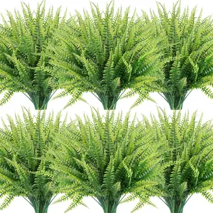 Artifical flowers bouquet   Fake Boston Fern Greenery Outdoor UV Resistant No Fade Faux Decoration Decorative ribbon rose bouquet Indoor Plants Fruit