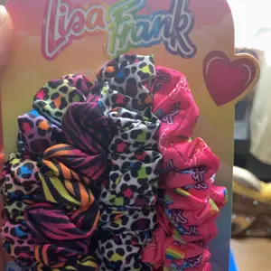 Lisa Frank x Kitsch Ruched Satin Scrunchies in Rainbow Leopard