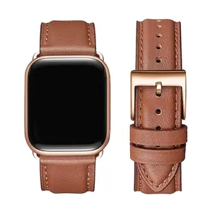 Minimalistic Smart Watch Band (Only Band), Comfortable Adjustable Watch Replacement Band, Wristband Compatible With iWatch Series 38mm 40mm 41mm 42mm 44mm 45mm 49mm, Leather Watch Strap