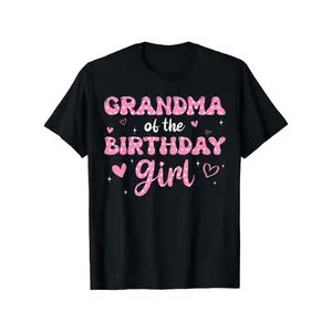 Women's Grandma Birthday T-Shirt - 100% Cotton Crew Neck Short Sleeve with Pink Lettering & Hearts - Family Matching Outfits for Grandma's Special Day - Sizes S-XXXL (Black) - Ideal Birthday Party Gift for Grandmothers - Single Side Printed Casual Style w